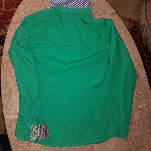 Van Heusen Kelly Green Button-Down Dress Shirt M - Picture 5 of 7